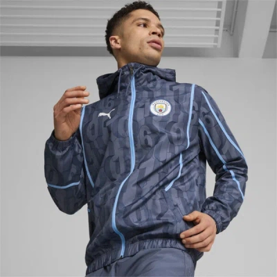 Puma Manchester City Pre Match Jacket 2024 2025 Adults In Inky Blue-team Light Blue