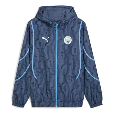Puma Men's Navy Manchester City 2024/25 Pre-match Anthem Drycell Full-zip Hoodie Jacket In Blue