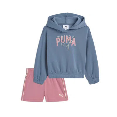 Puma Babies' Matching Sets Toddlers' Fleece Hoodie And Shorts In Blue