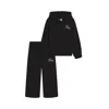Puma Matching Sets Toddlers' Fleece Hoodie And Wide Leg Pants In Black
