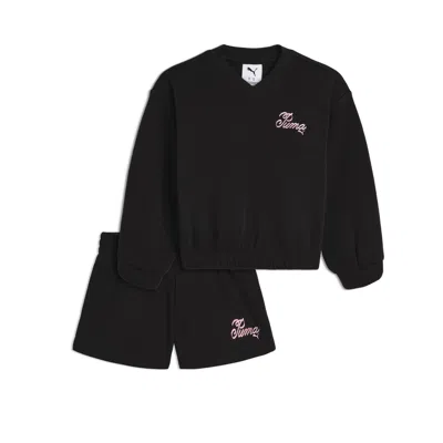Puma Babies' Matching Sets Toddlers' Fleece Sweatshirt And Shorts In Black