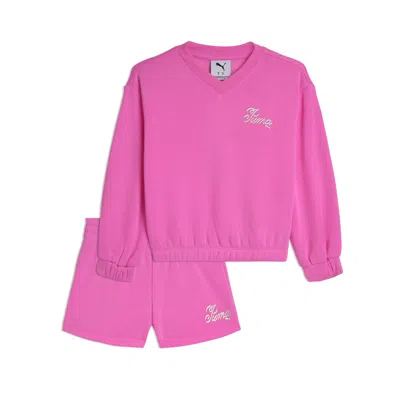 Puma Babies' Matching Sets Toddlers' Fleece Sweatshirt And Shorts In Pink