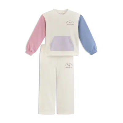 Puma Babies' Matching Sets Toddlers' Fleece Sweatshirt And Wide Leg Pants In Multi