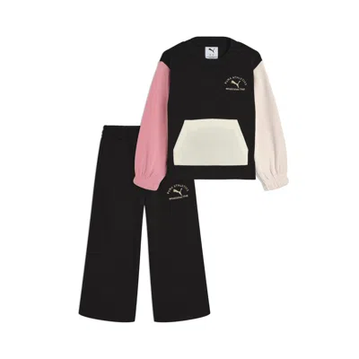 Puma Babies' Matching Sets Toddlers' Fleece Sweatshirt And Wide Leg Pants In Multi