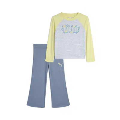 Puma Babies' Matching Sets Toddlers' Long Sleeve T-shirt And Flare Leggings In Blue