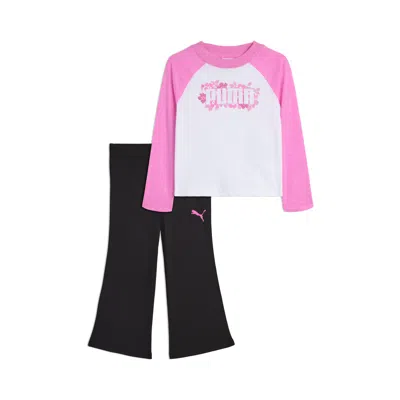 Puma Babies' Matching Sets Toddlers' Long Sleeve T-shirt And Flare Leggings In Pink