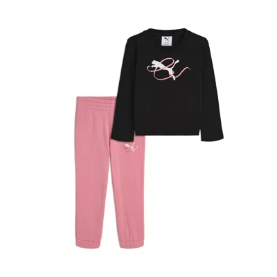 Puma Babies' Matching Sets Toddlers' Long Sleeve T-shirt And Joggers Pant In Black