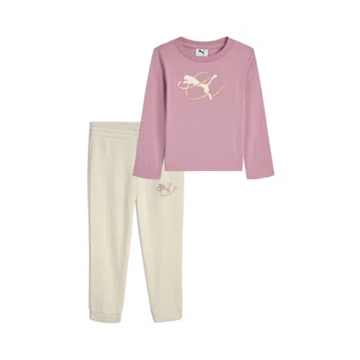 Puma Babies' Matching Sets Toddlers' Long Sleeve T-shirt And Joggers Pant In Multi