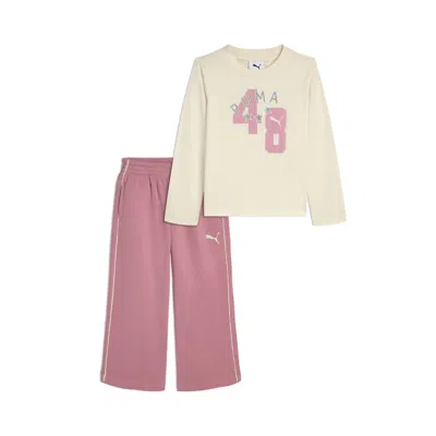 Puma Babies' Matching Sets Toddlers' Long Sleeve T-shirt And Wide Leg Pants In Multi