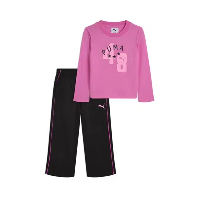Puma Babies' Matching Sets Toddlers' Long Sleeve T-shirt And Wide Leg Pants In Multi