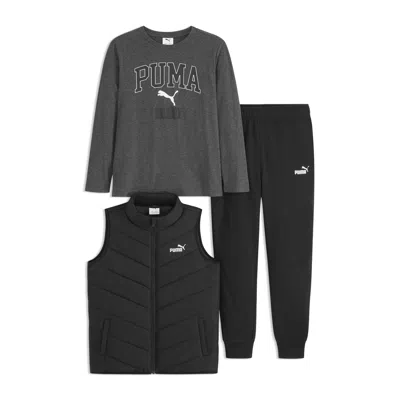 Puma Babies' Matching Sets Toddlers' Vest, Long Sleeve T-shirt And Fleece Joggers Pant In Multi