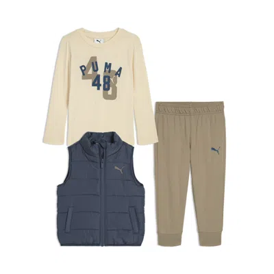 Puma Babies' Matching Sets Toddlers' Vest, T-shirt And Fleece Joggers Pant In Multi