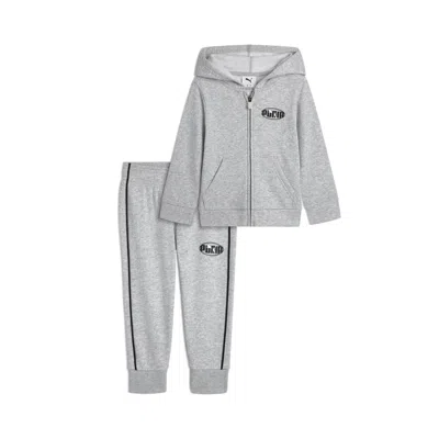 Puma Babies' Matching Sets Toddlers' Zip-up Fleece Sweatshirt And Joggers In Gray