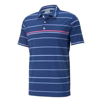 Puma Mattr Striper Golf Polo Shirt 'blue'