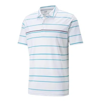 Puma Mattr Striper Golf Polo Shirt 'white' In Multi