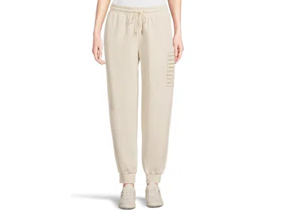 Puma Maximal Metallic Comfort Fleece Sweatpants In White