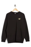 Puma Maximal Metallic Logo Relaxed Fit Sweatshirt In Black