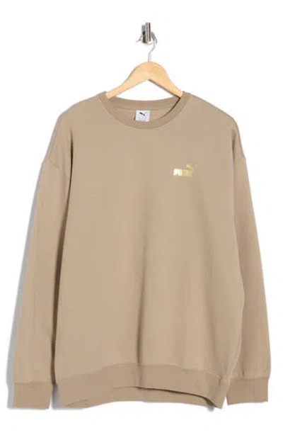 Puma Maximal Metallic Logo Relaxed Fit Sweatshirt In Brown