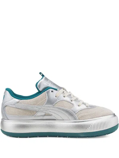 Puma Mayu Leather Metallic Sneakers In Silver