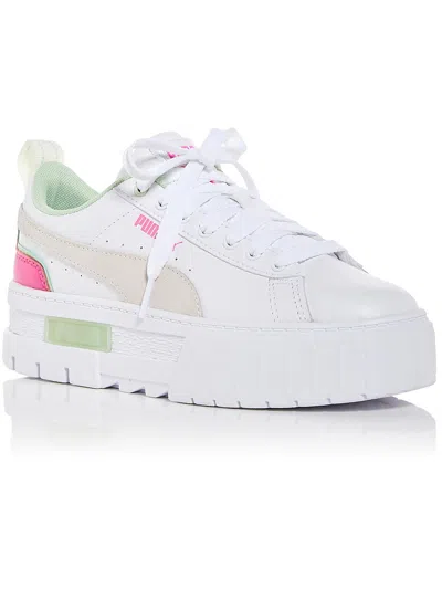 Puma Mayze Brighter Days Womens Leather Casual And Fashion Sneakers In White