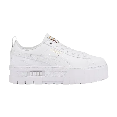 Pre-owned Puma Mayze Leather Jr 'white Team Gold'