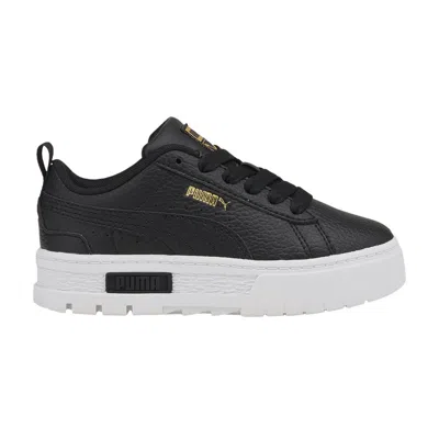 Pre-owned Puma Mayze Leather Little Kid 'black Team Gold' | Kid's Size 1.5