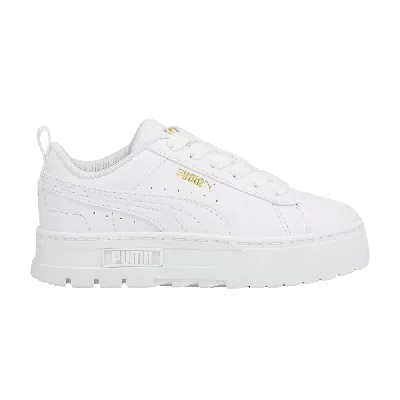 Pre-owned Puma Mayze Leather Little Kid 'white Team Gold'