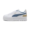 Puma Mayze Leather Women's Sneakers In White-blue Horizon