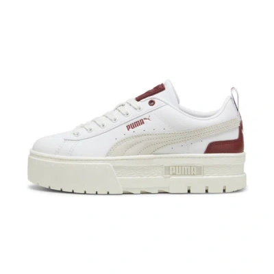 Puma Mayze Leather Women's Sneakers In White-intense Red
