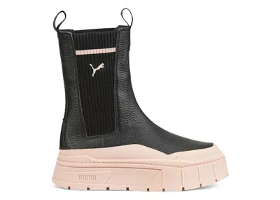 Pre-owned Puma Mayze Stack Chelsea Boot (women's) Sneakers In Black/rose Quartz