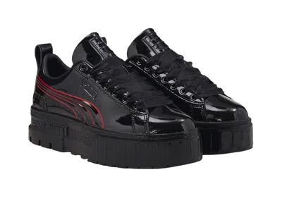 Pre-owned Puma Mayze The Batman Catwoman (women's) Sneakers In Patent Black/red
