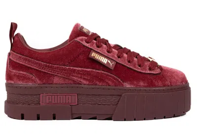 Pre-owned Puma Mayze Velvet (women's) Sneakers In Tibetan Red/team Gold