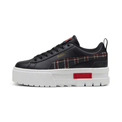 Puma Mayze Winter Tartan Big Kids' Sneakers In Black-for All Time Red