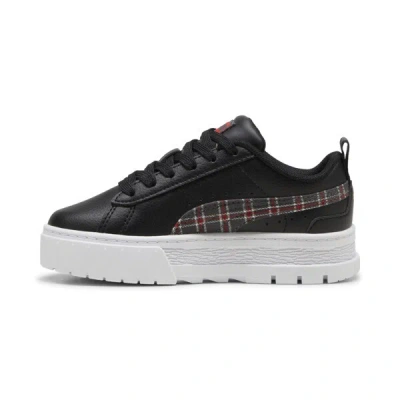Puma Mayze Winter Tartan Kids' Sneakers In Black-for All Time Red