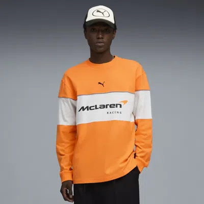 Puma Mclaren Long Sleeve Cotton Graphic T-shirt In Yellow