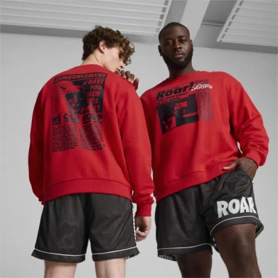 Puma Media Day Basketball Men's Crew Sweatshirt In For All Time Red