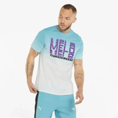 Puma Melo Fade Short Sleeve Men's Basketball T-shirt In Blue Atoll
