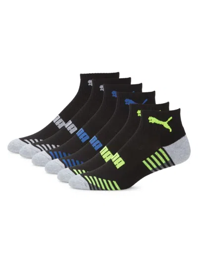 Puma Men's 6-pack Logo Ankle Socks In Black Multi