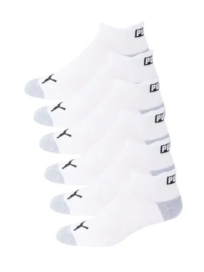 Puma Men's 6-pack Logo Ankle Socks In White Black