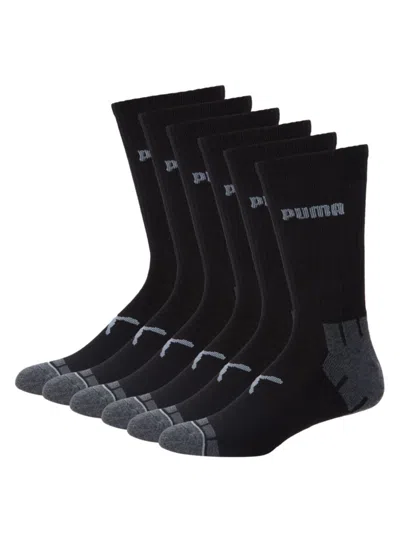 Puma Men's 6-pair Logo Crew Socks In Charcoal