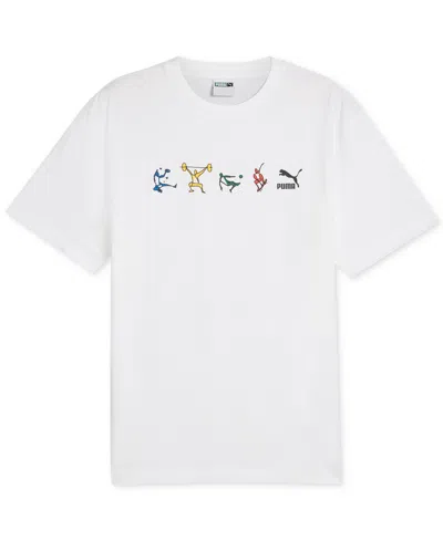 Puma Men's Athletics Short-sleeve Graphic T-shirt In  White