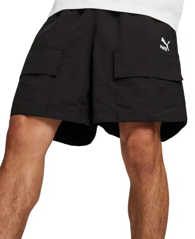 Puma Men's Classic Logo Cargo Shorts In  Black