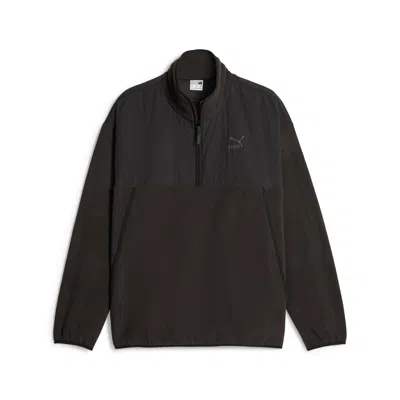 Puma Men's Classics Utility Half-zip Jacket In Black