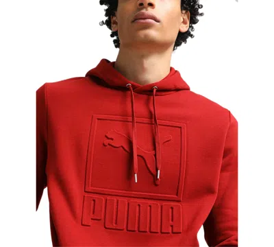 Puma Men's Elevate Embossed Fleece Hoodie In Intense Red
