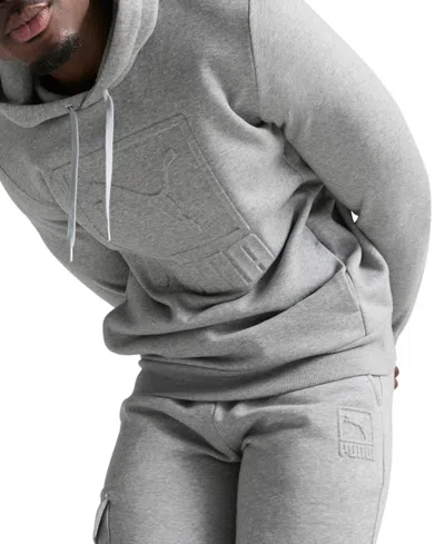 Puma Men's Elevate Embossed Fleece Hoodie In Medium Gray Heather