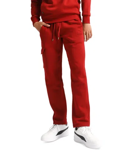 Puma Men's Elevate Embossed Fleece Cargo Pants In Intense Red