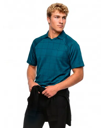 Puma Men's Elevated Tartan Regular-fit Polo Shirt In Blue