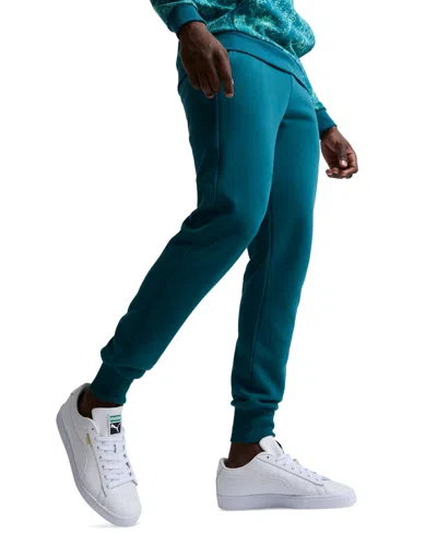 Puma Men's Embroidered Logo Fleece Jogger Sweatpants In Cold Green