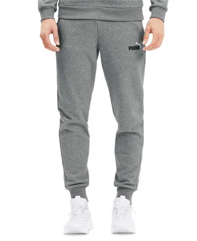 Puma Men's Embroidered Logo Fleece Jogger Sweatpants In Medium Grey Heather