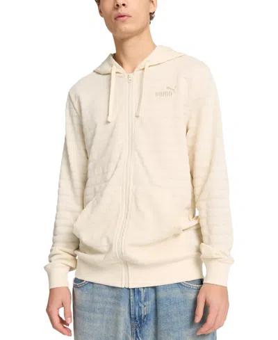 Puma Men's Ess Elevated Regular-fit Textured Stripe Full-zip Hoodie